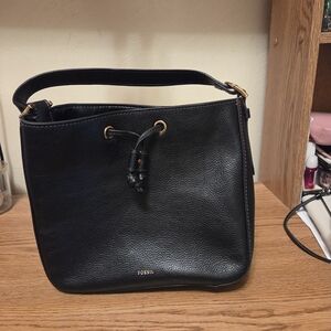 Fossil Black Leather Shoulder Bag